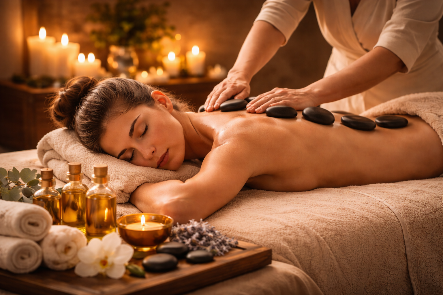 Hot Stone Massage Therapy at 4M Salon and Spa